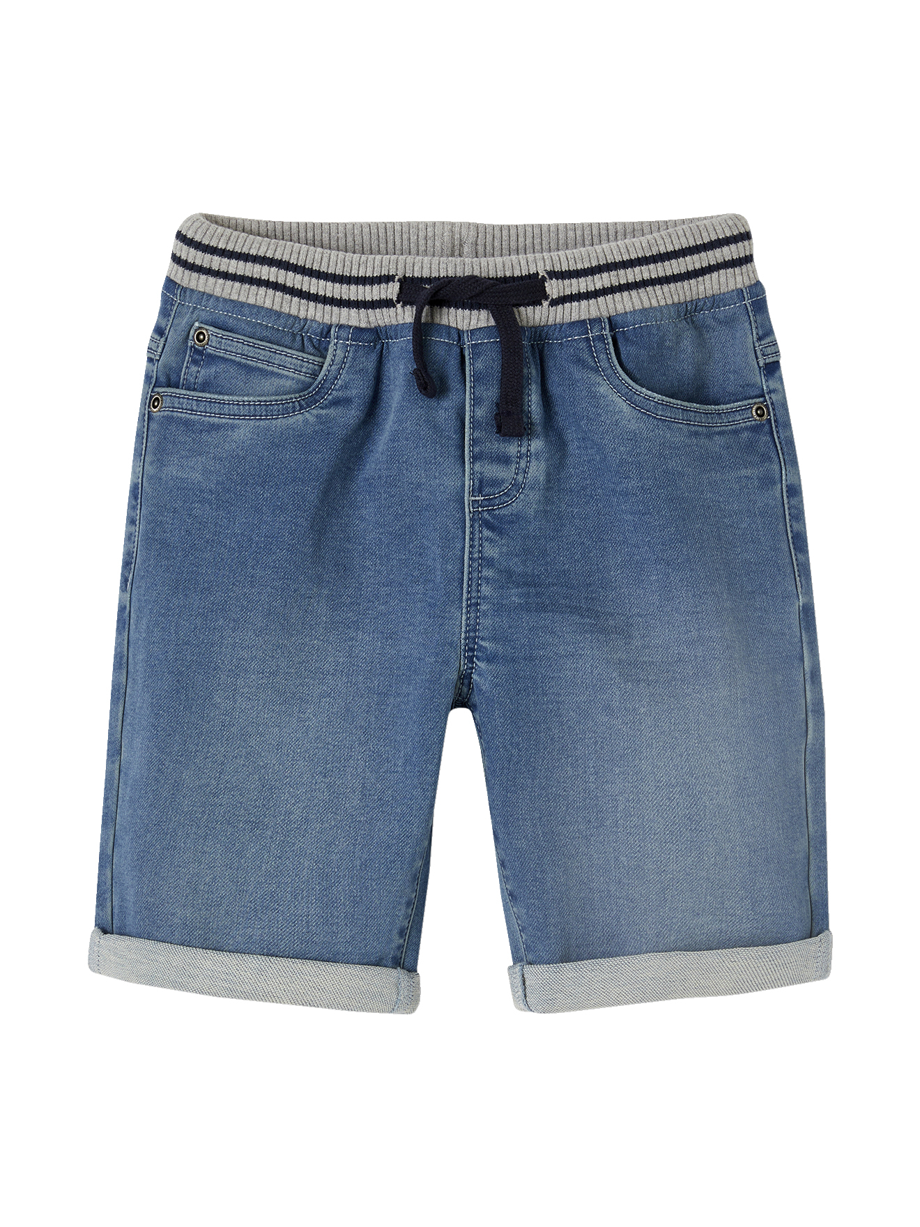Bermuda facile à enfiler en molleton effet denim, VERTBAUDET