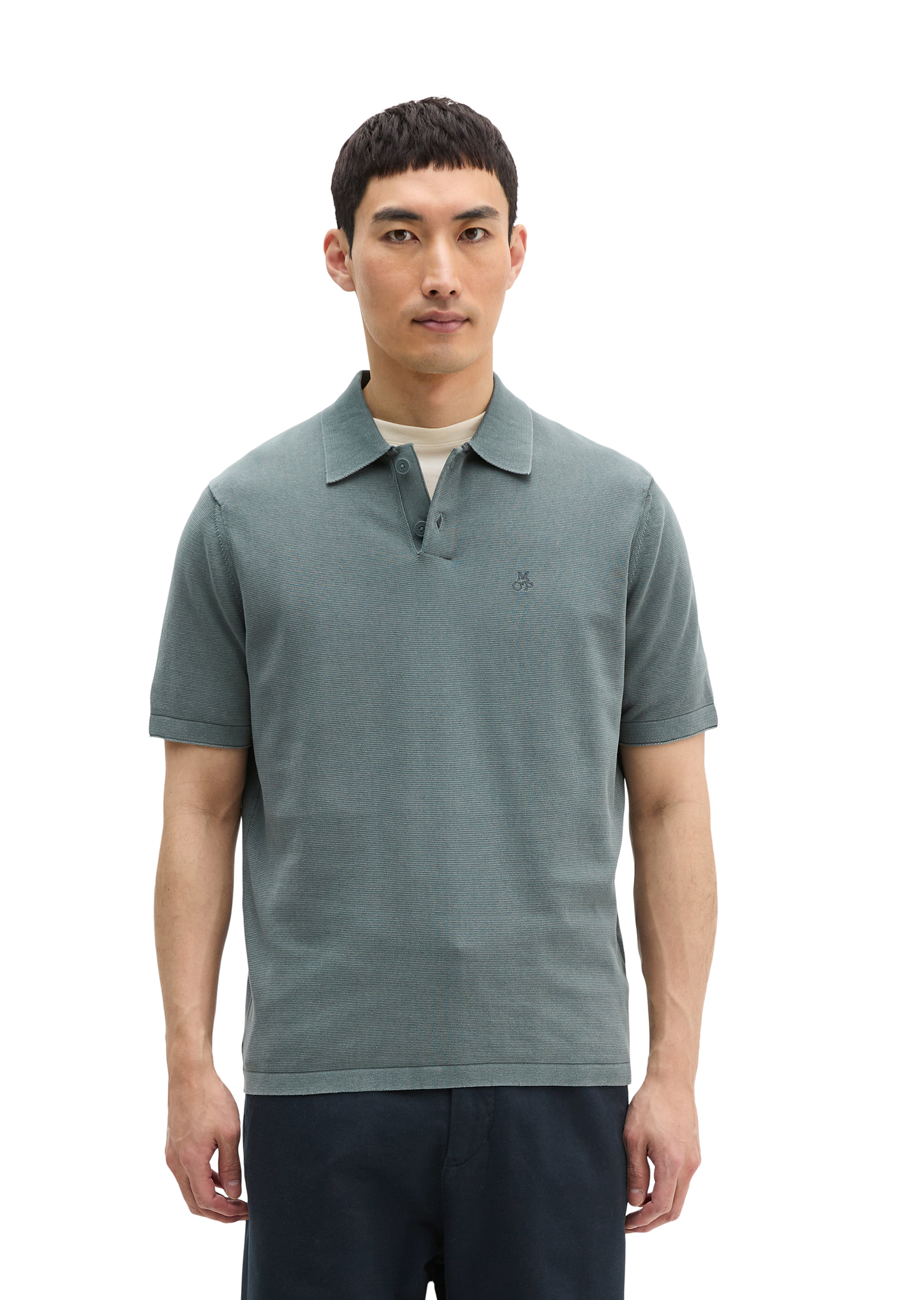 Polo en tricot régulier en coton biologique certifié, MARC O'POLO