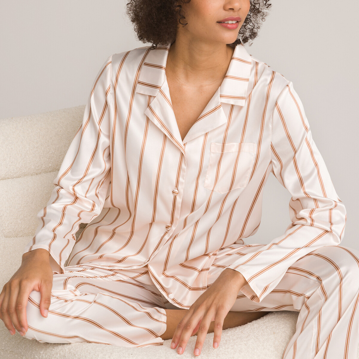 Striped Satin Grandad Pyjamas