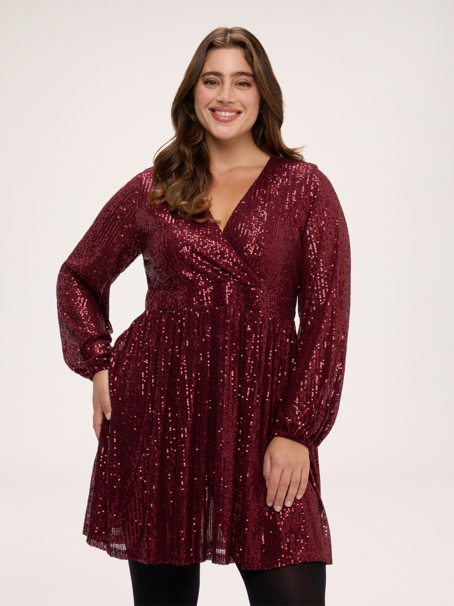 Robe à col croisé entièrement pailletée, FIORELLA RUBINO