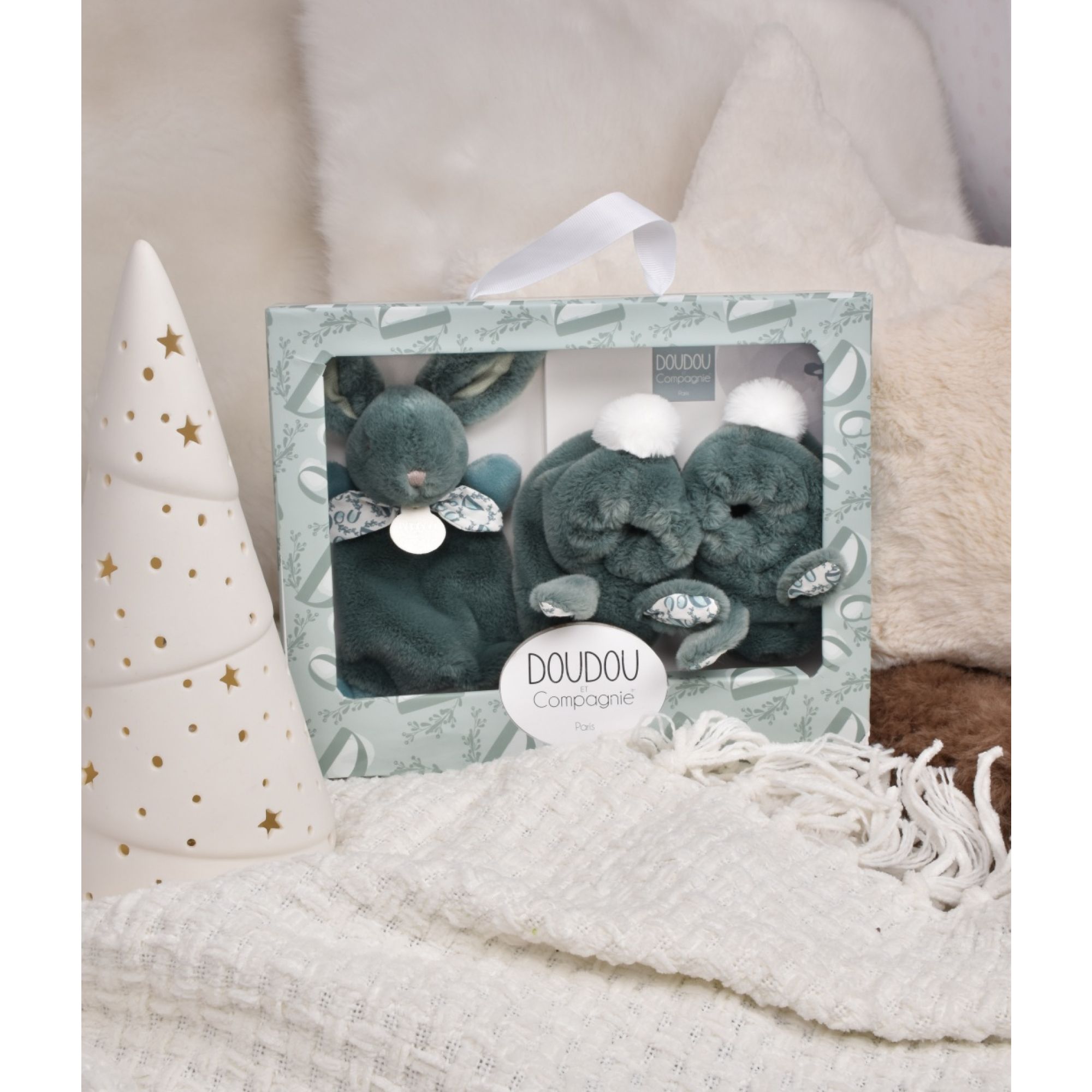 Coffret doudou lapin et chaussons, DOUDOU ET COMPAGNIE