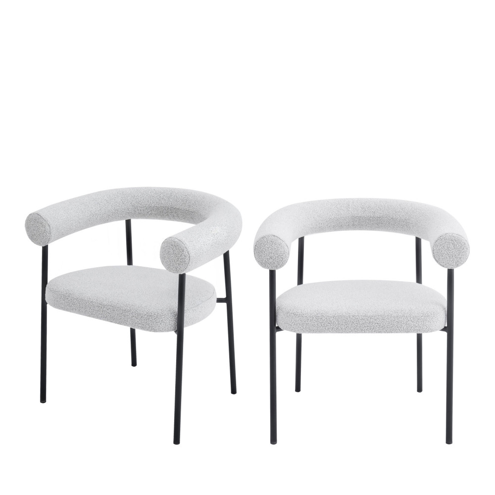 Lot de 2 fauteuils de table en tissu bouclette et métal- OLYMPE, DRAWER