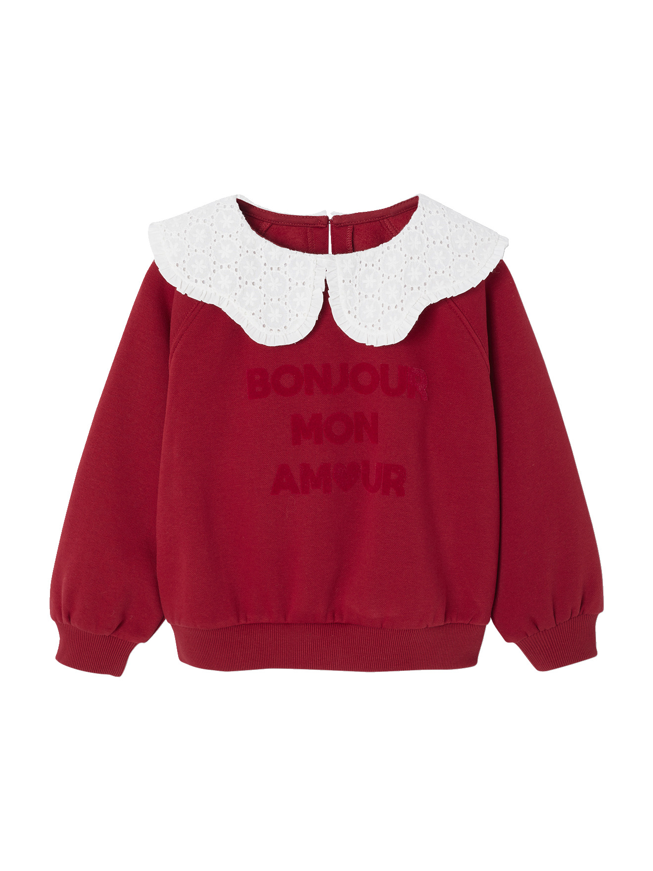 Sweat col claudine broderie anglaise, VERTBAUDET