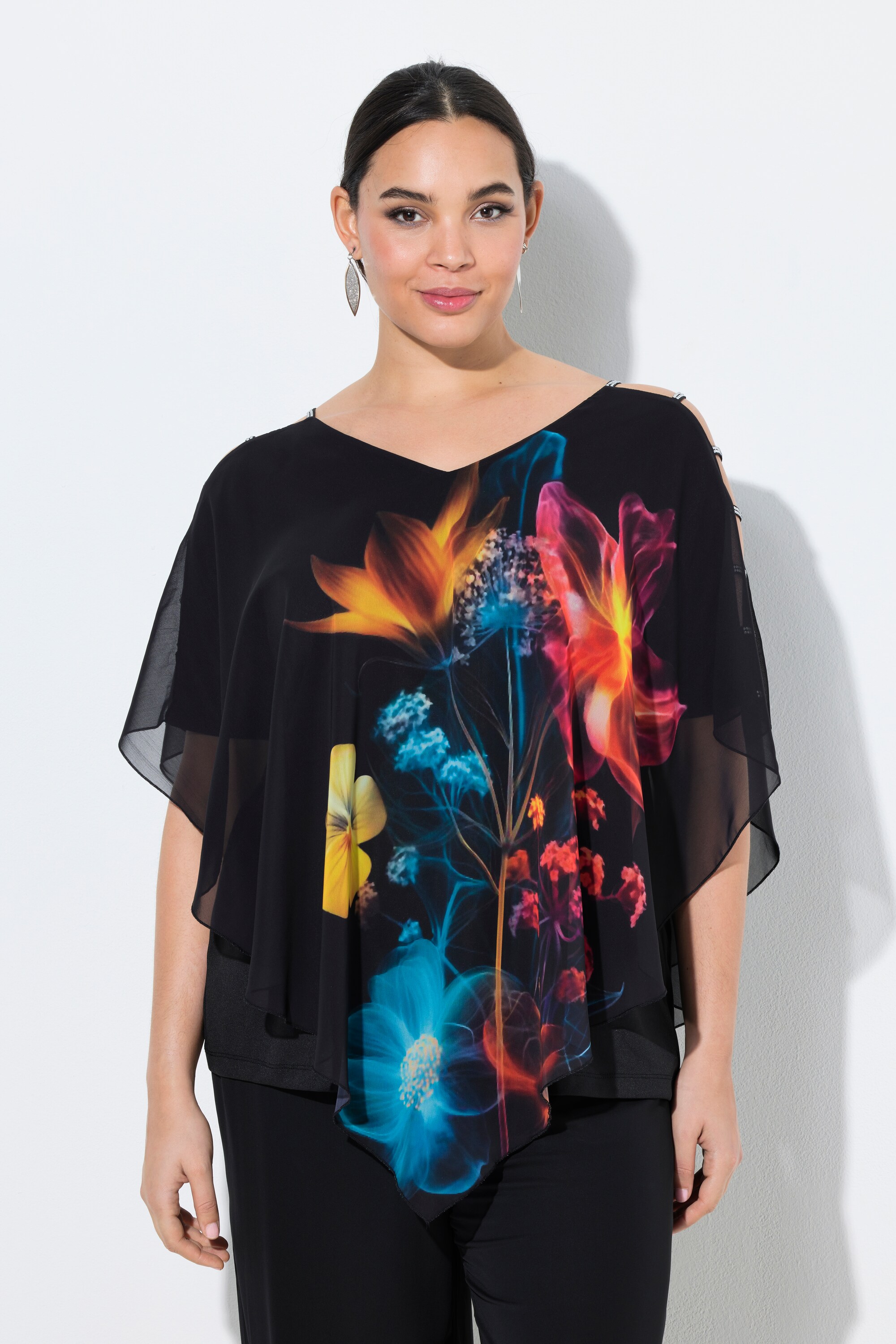 Blouse en mousseline doublée, motif à fleurs, ULLA POPKEN