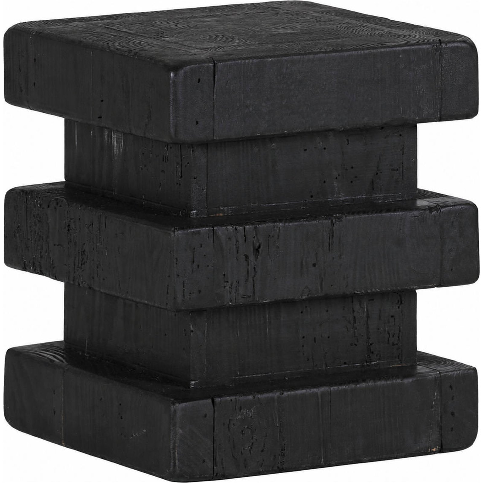 Tabouret carré en pin recyclé style brut, RECOLLECTION