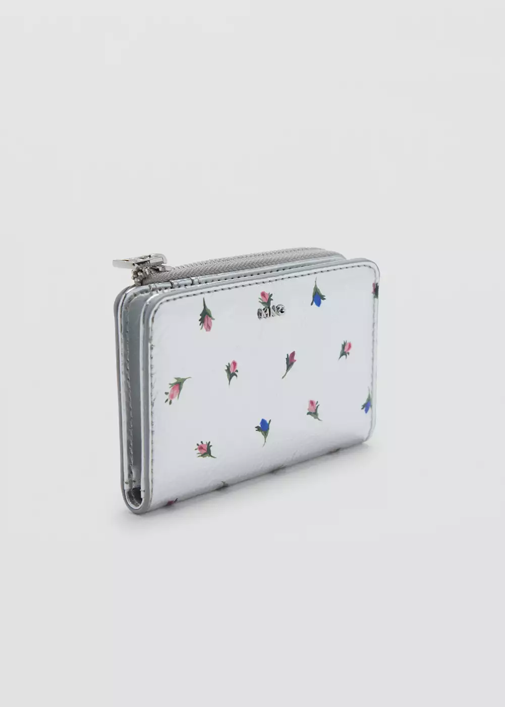 Porte-monnaie effet métallisé à imprimé floral, MANGO