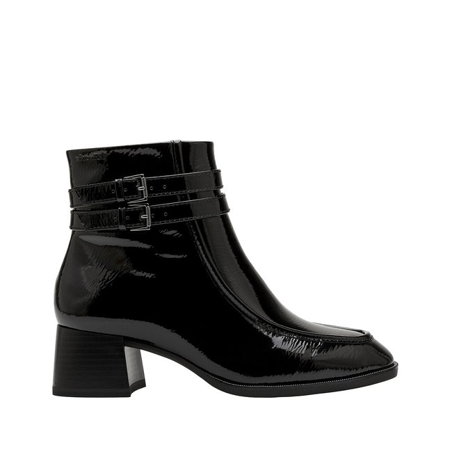 Patent heeled ankle boots, black, Tamaris | La Redoute