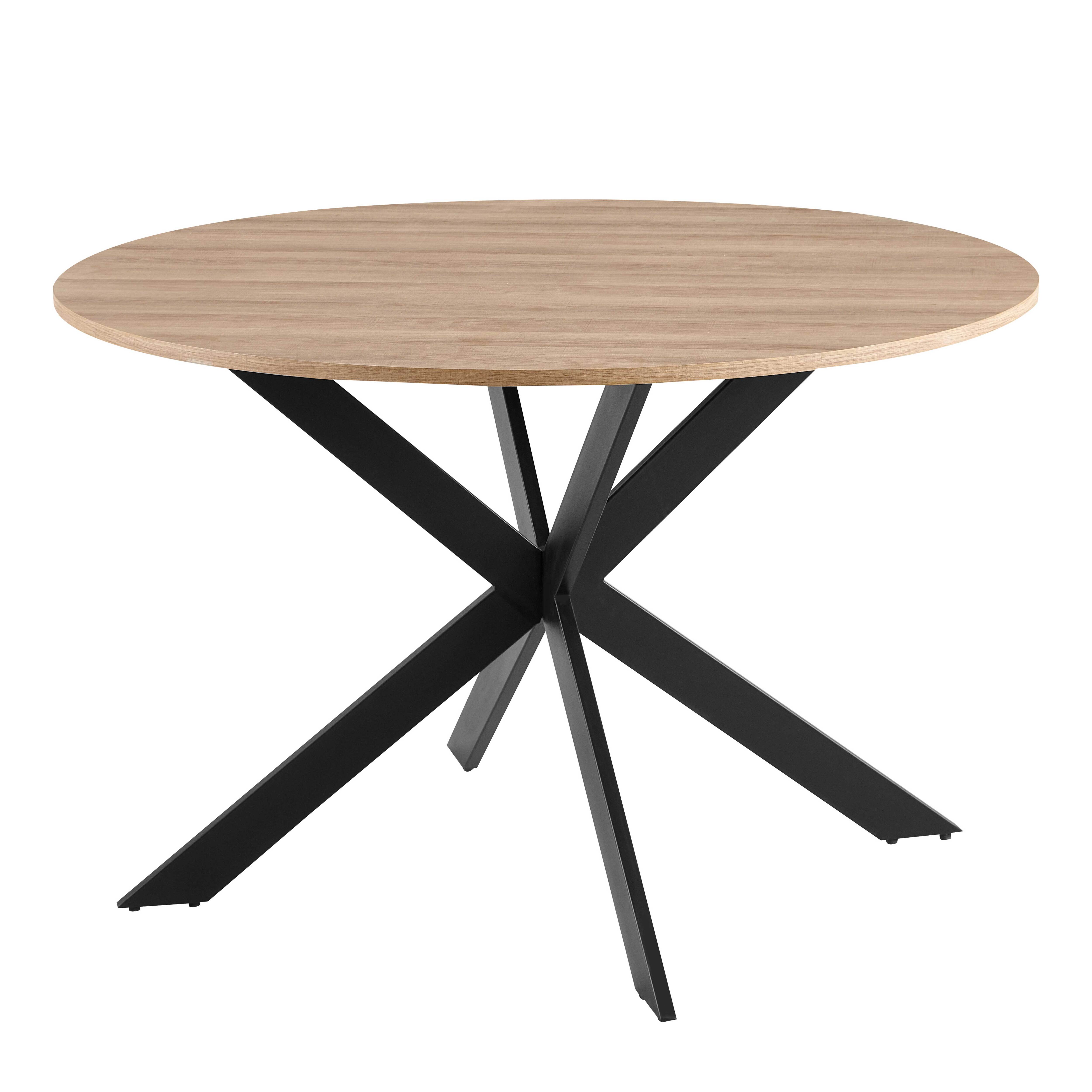 Table à manger ronde 120 cm en feuille de papier MDF, MARCIA, OVIALA