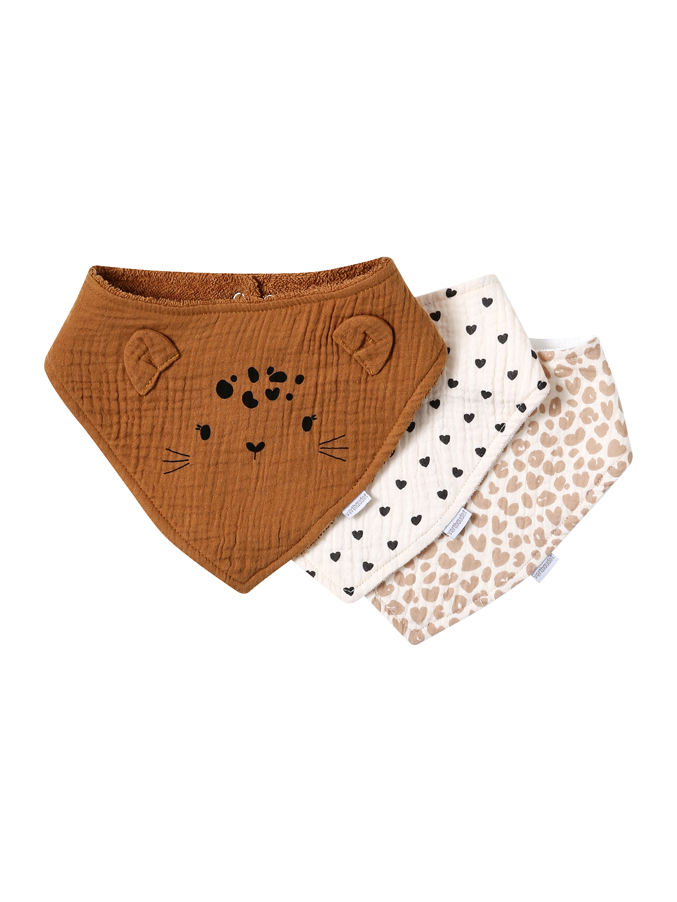 Lot 3 bavoirs bandanas en gaze de coton / éponge, VERTBAUDET