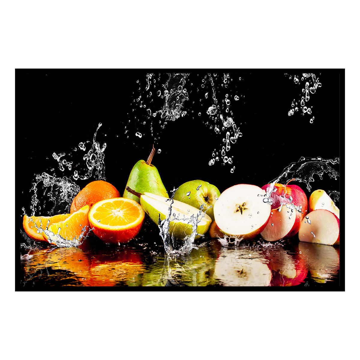 Affiche encadrée – Fruits frais éclaboussés, énergie et vitalité, HEXOA