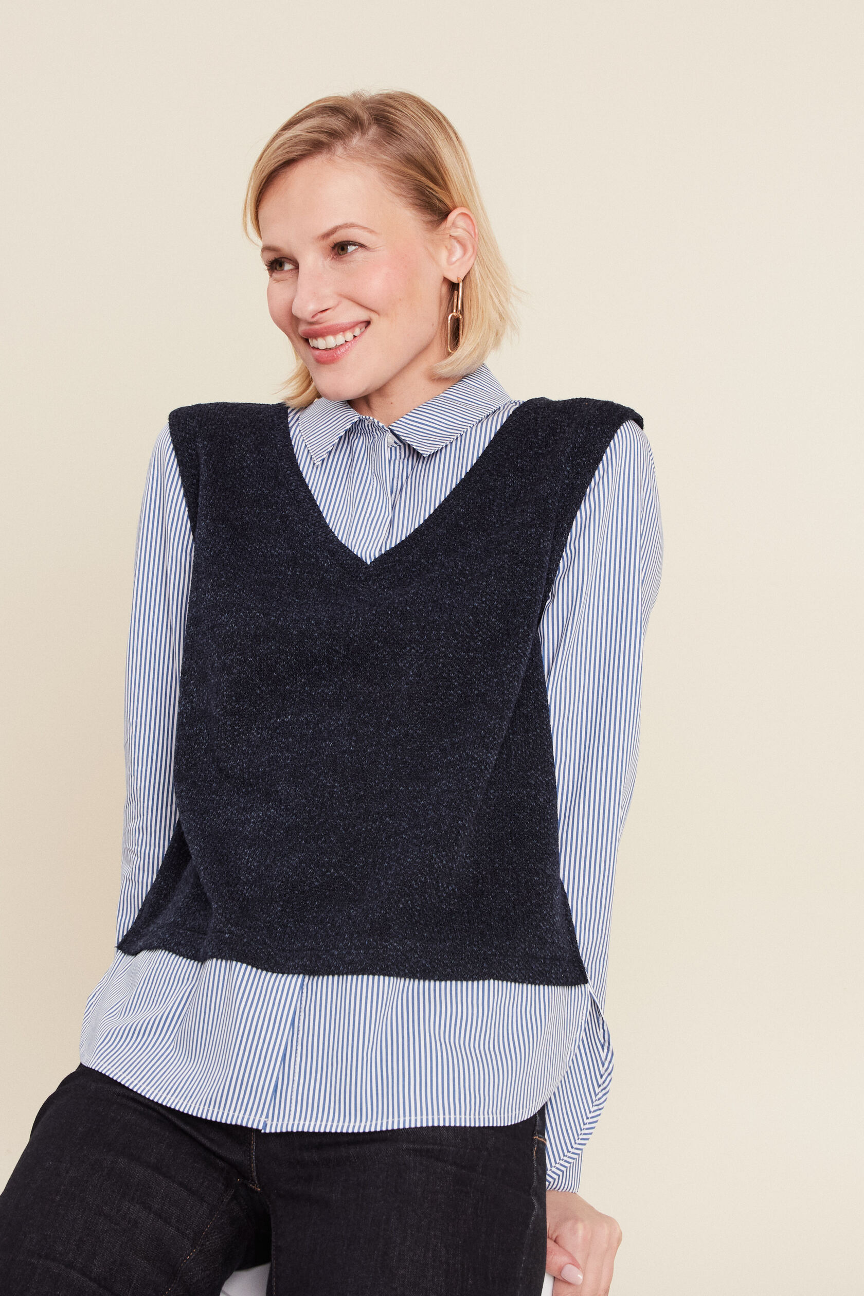 Pull effet 2-en-1 chemise, BREAL