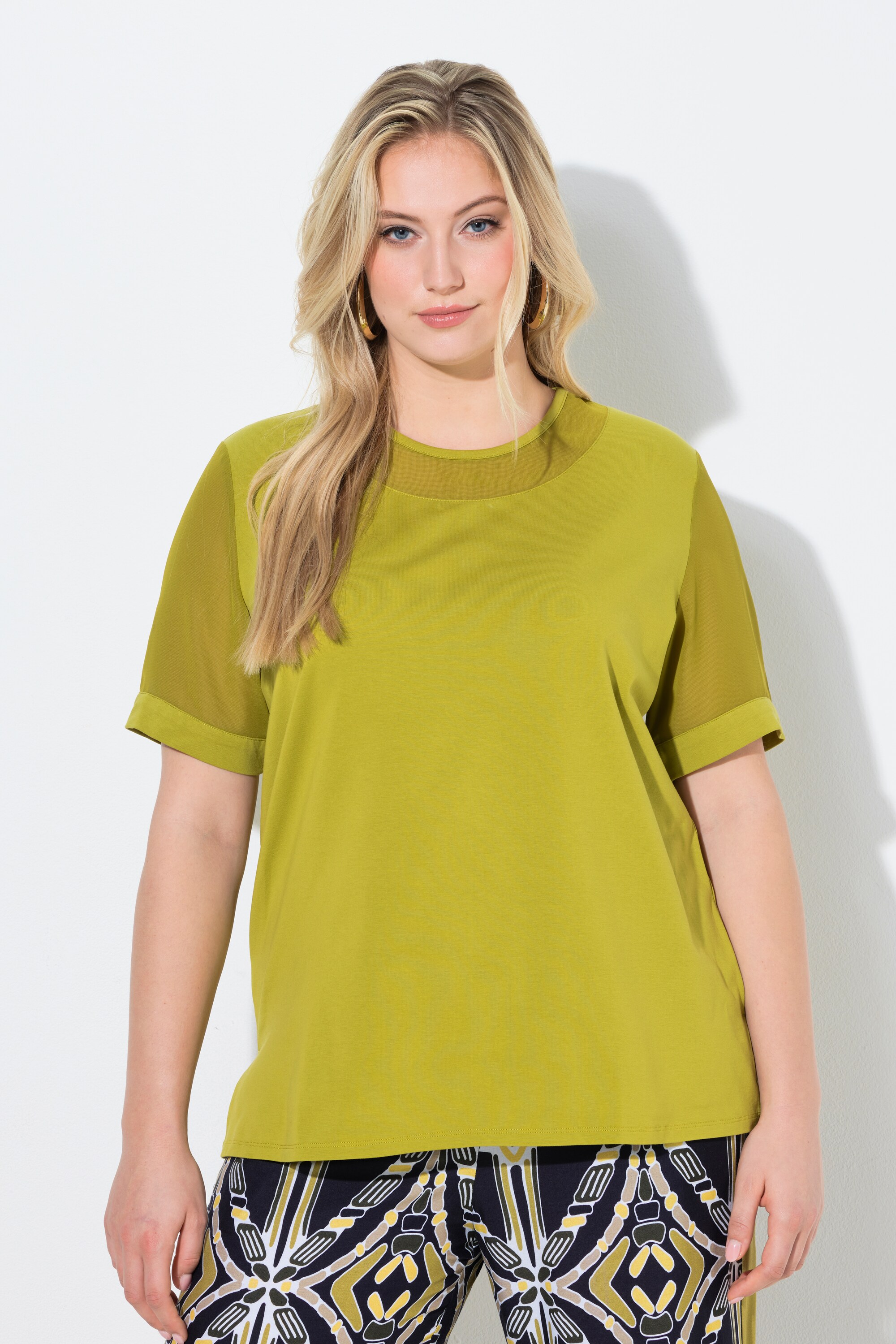T-shirt décolleté rond avec empiècement, ULLA POPKEN