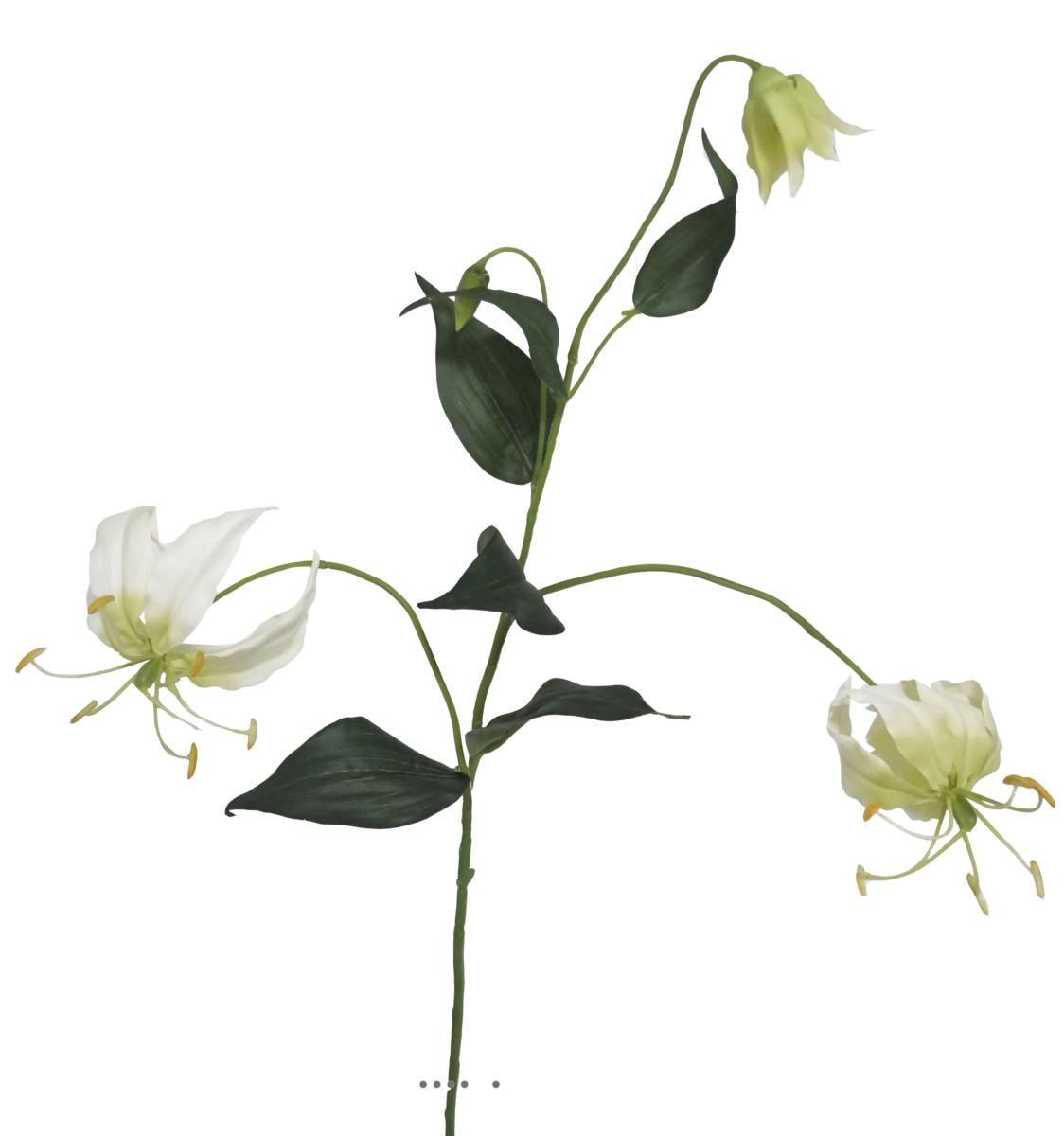 Lys gloriosa artificiel crème 2 fleurs 1 bout, ARTIFICIELLES