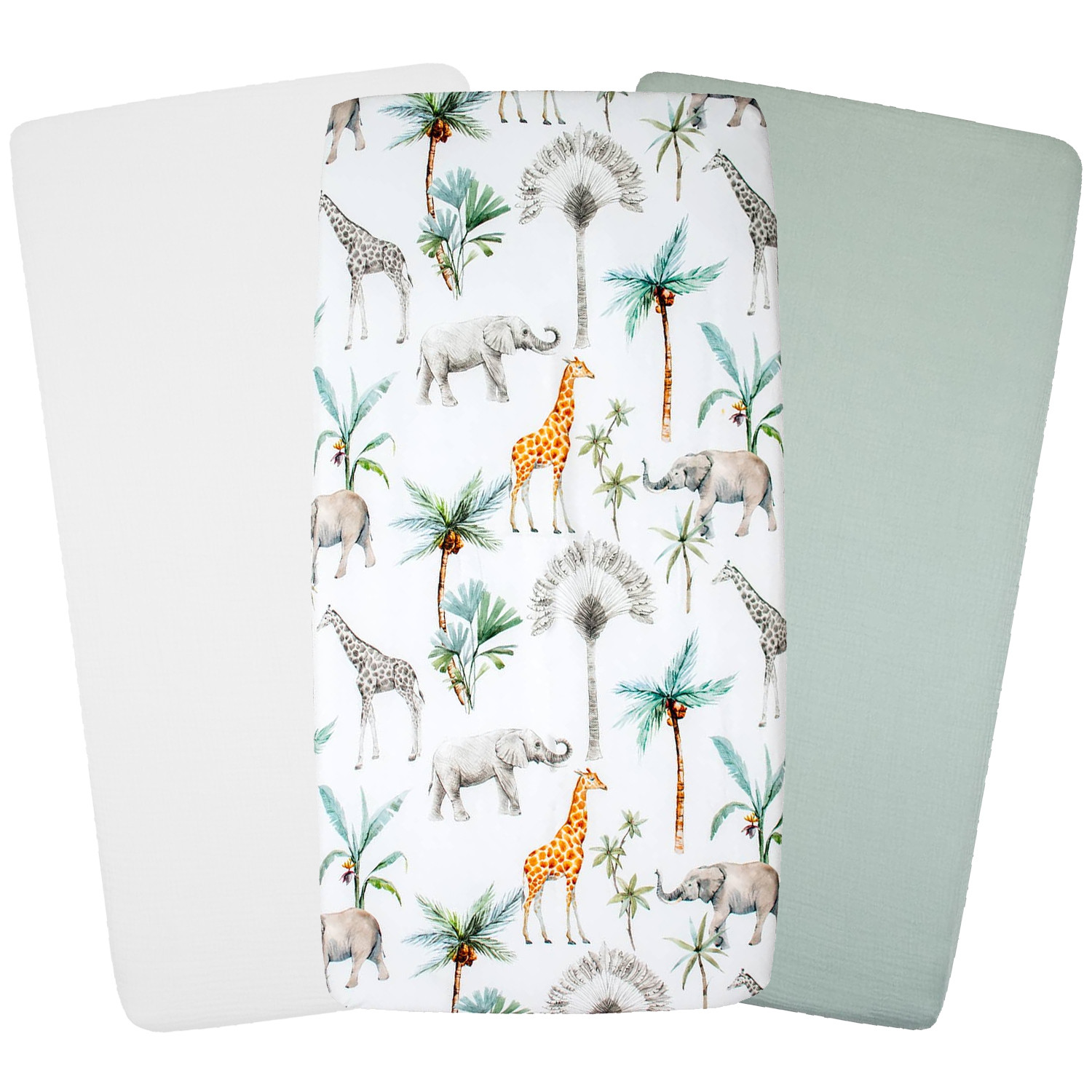 Lot de 3 draps housse berceau en coton SAFARI, SEVIRA KIDS