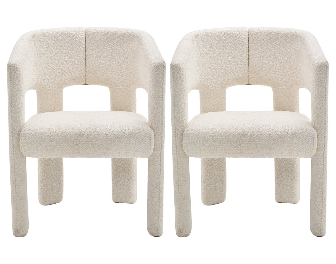 Lot de 2 fauteuils en tissu bouclette, GASPARD, BEST MOBILIER