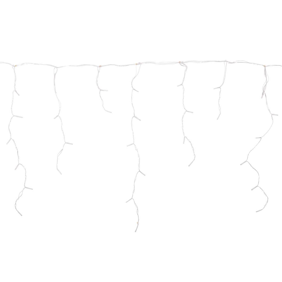 Rideau lumineux stalactite d'extérieur 5 m 300 LED blanc froid avec minuteur et transformateur, ATMOSPHERA