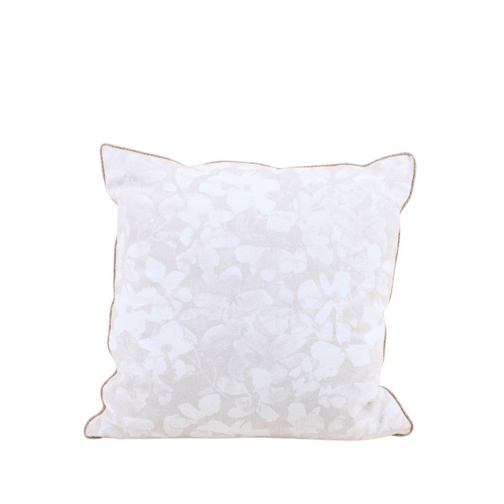 Coussin fleuri avec jute 40x40cm, ORNAMI