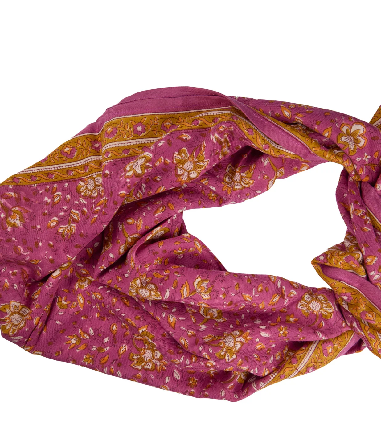 Foulard adulte en coton Folk Stories imprimé au blockprint, BINDI ATELIER