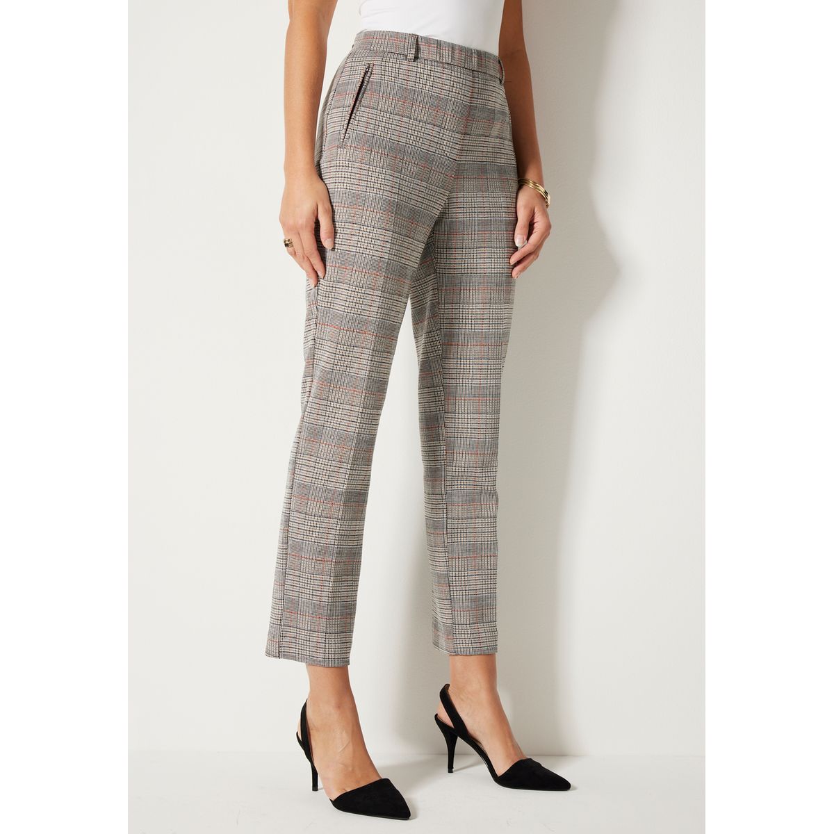 Pantalon pied de poule marron femme La Redoute