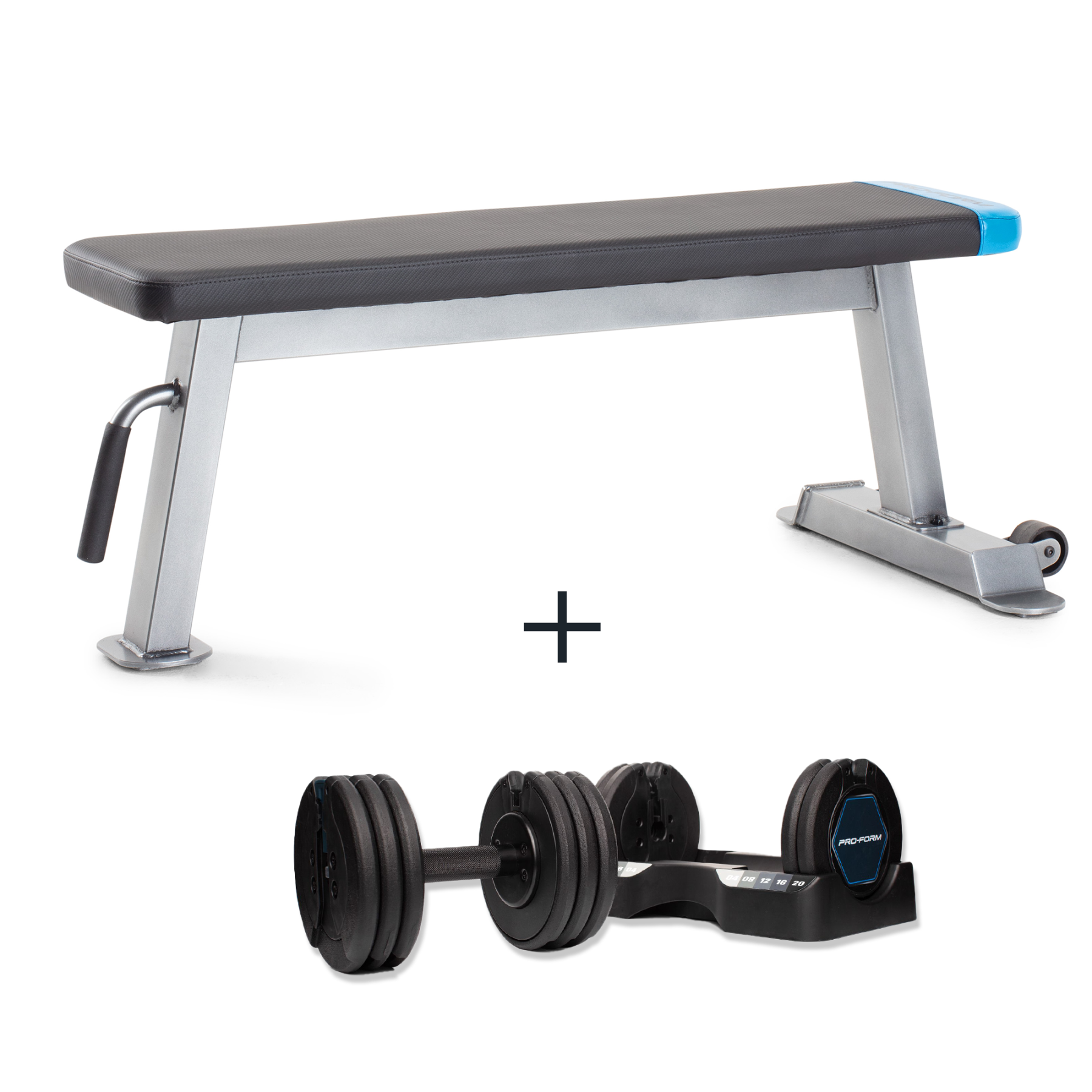 Pack Banc de musculation + Haltères de 20kg (x2) Réglable, PROFORM FITNESS