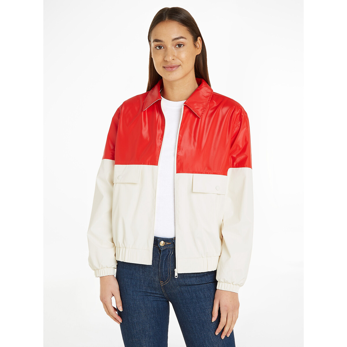 Red tommy hilfiger bomber jacket deals