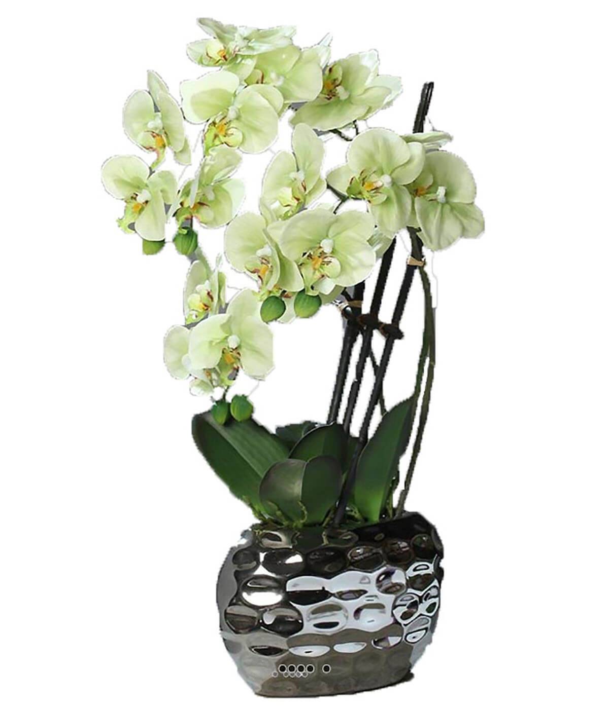 Orchidée factice 3 hampes en pot céram, ARTIFICIELLES