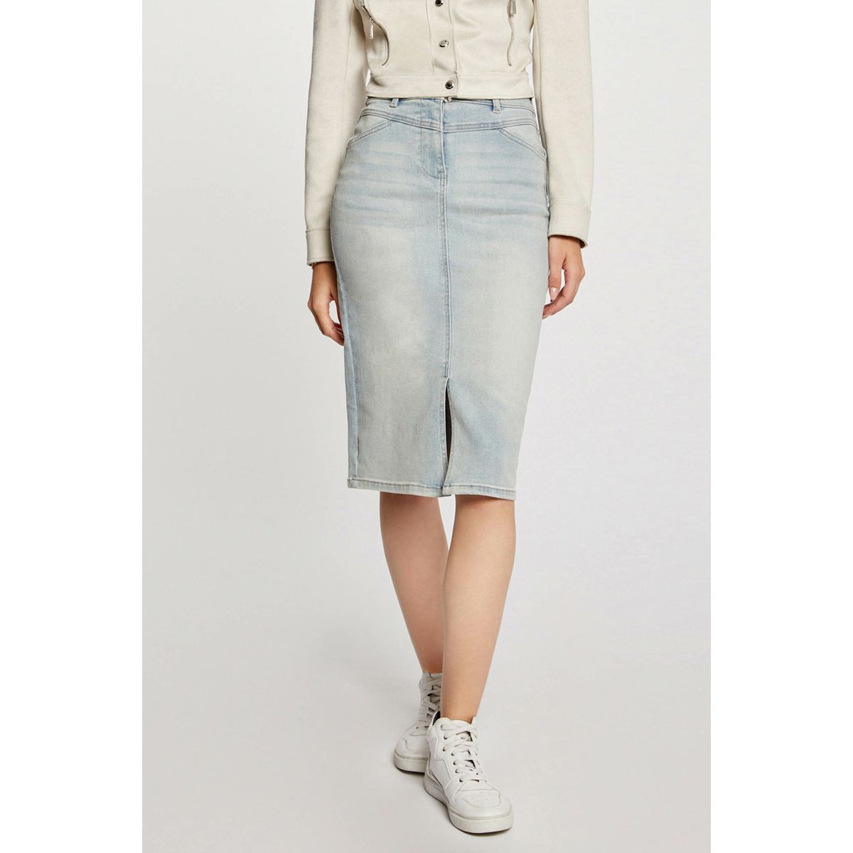 Jupe longueur genou en jean jean bleached Morgan La Redoute