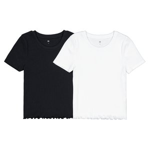 Set van 2 T-shirts in ribtricot LA REDOUTE COLLECTIONS image