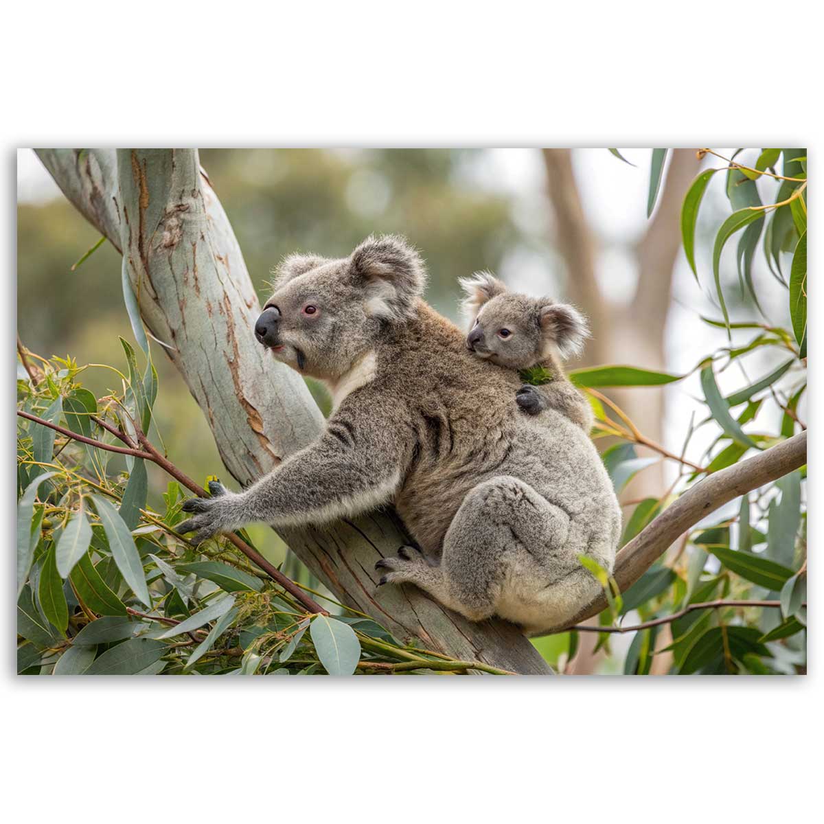 Tableau koalas tendres dans leur habitat naturel, HEXOA