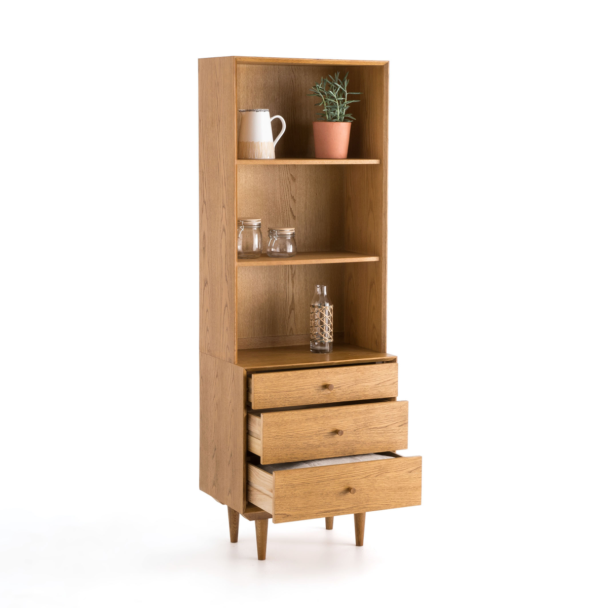 Product photograph of Quilda Vintage Bookcase With 4 Niches 3 Drawers from La Redoute UK.