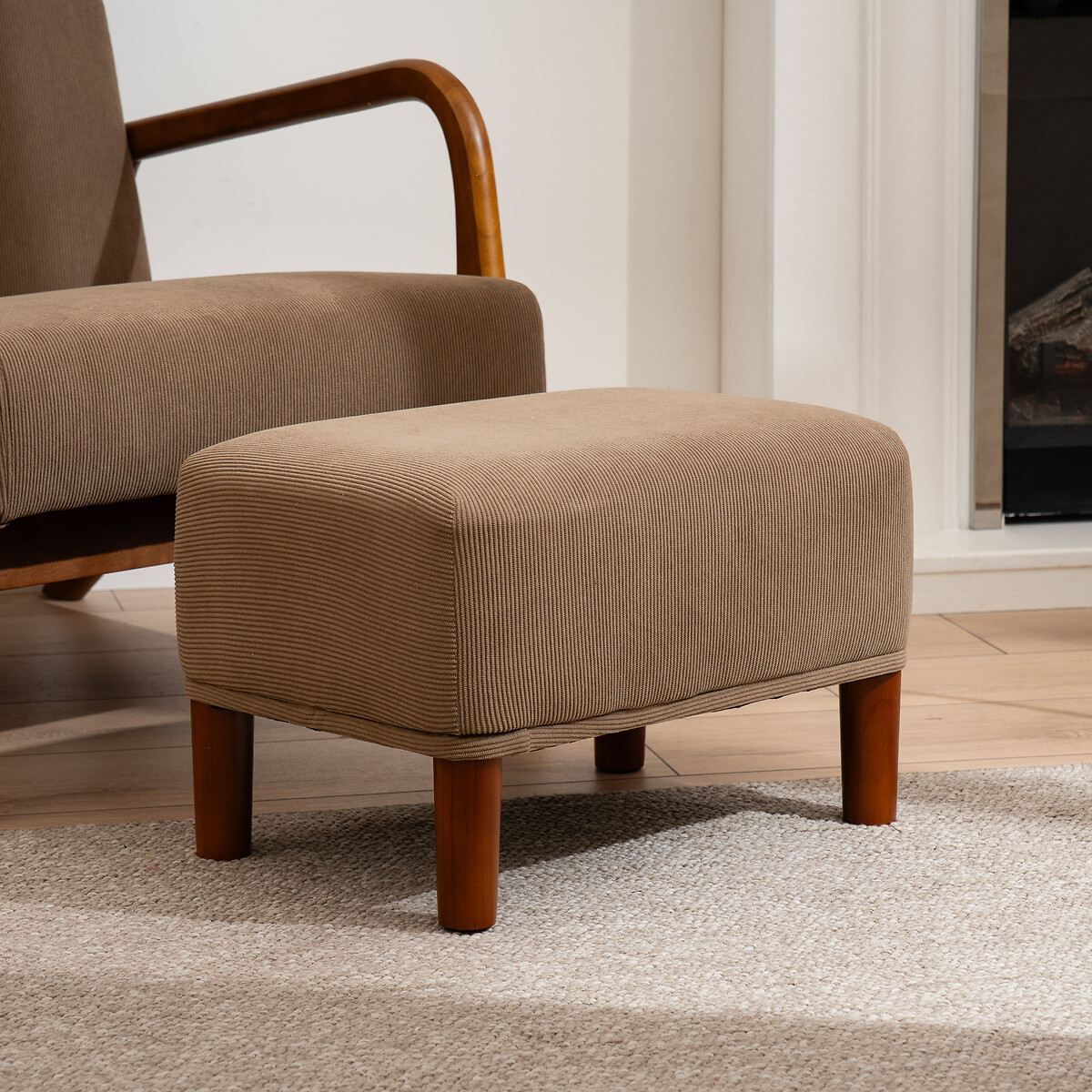 Mid Century Corduroy Footstool, SO'HOME