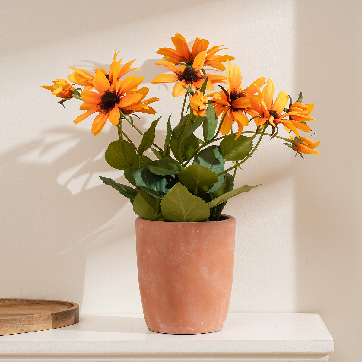 33cm Artificial Rudbeckia Orange in Terracotta Pot, SO'HOME