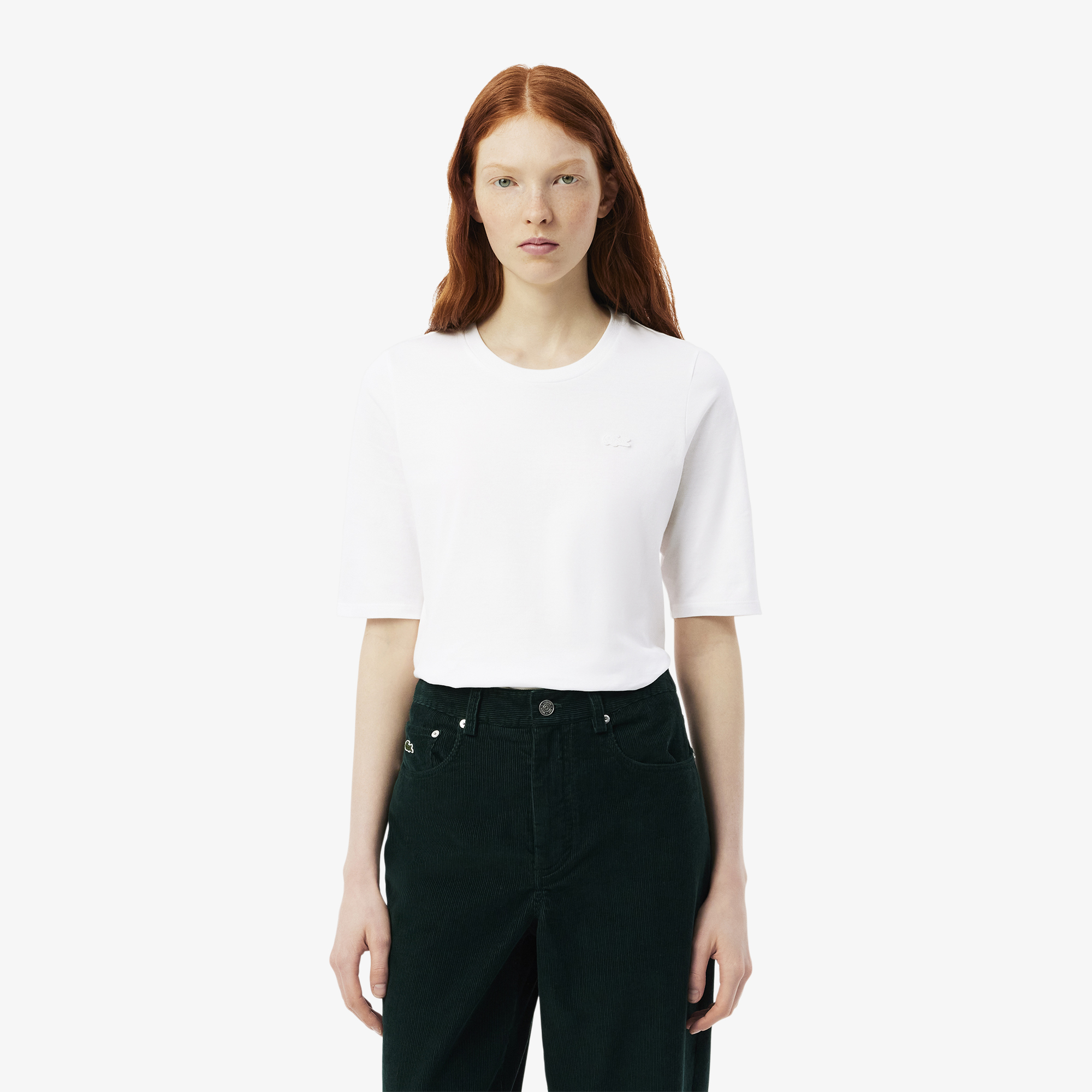 T-shirt manches trois-quarts coton doux, LACOSTE