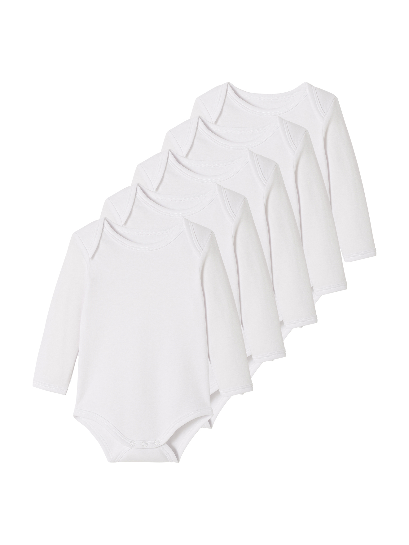 Lot de 5 bodies manches longues ouverture US BASICS, VERTBAUDET