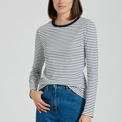 Iconic Fine Stripe T-Shirt with Long Sleeves PETIT BATEAU