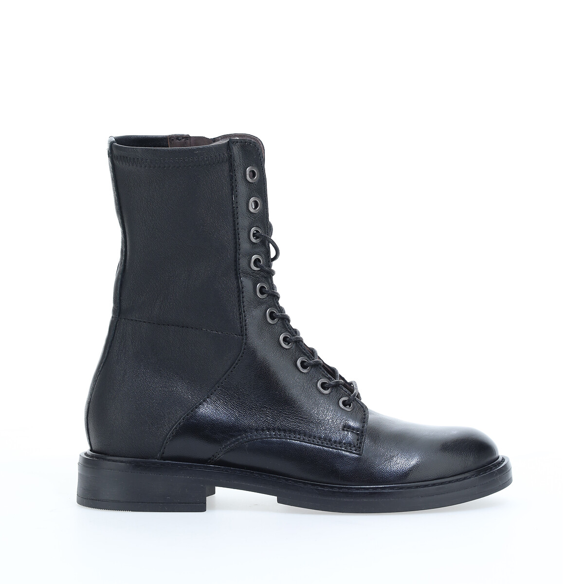 Lace-up ankle boots in leather, black, Mjus | La Redoute