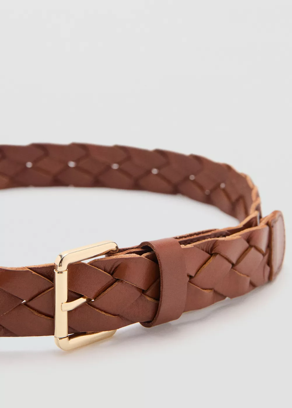 Ceinture en cuir tressée, MANGO