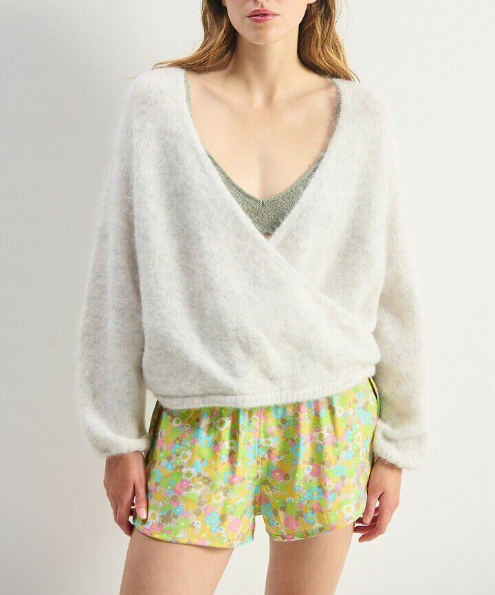 Pull col croisé manches longues, NUNY, AMERICAN VINTAGE