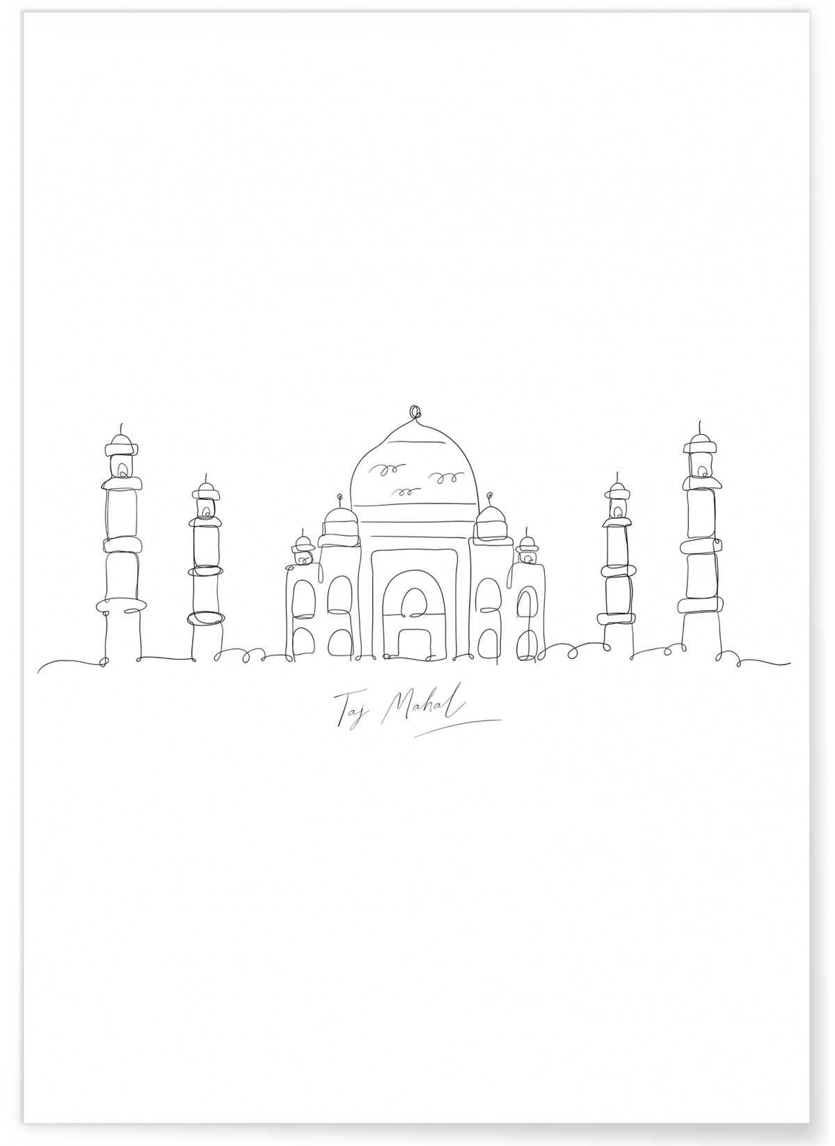 Affiche Line Art Taj Mahal, L'AFFICHERIE