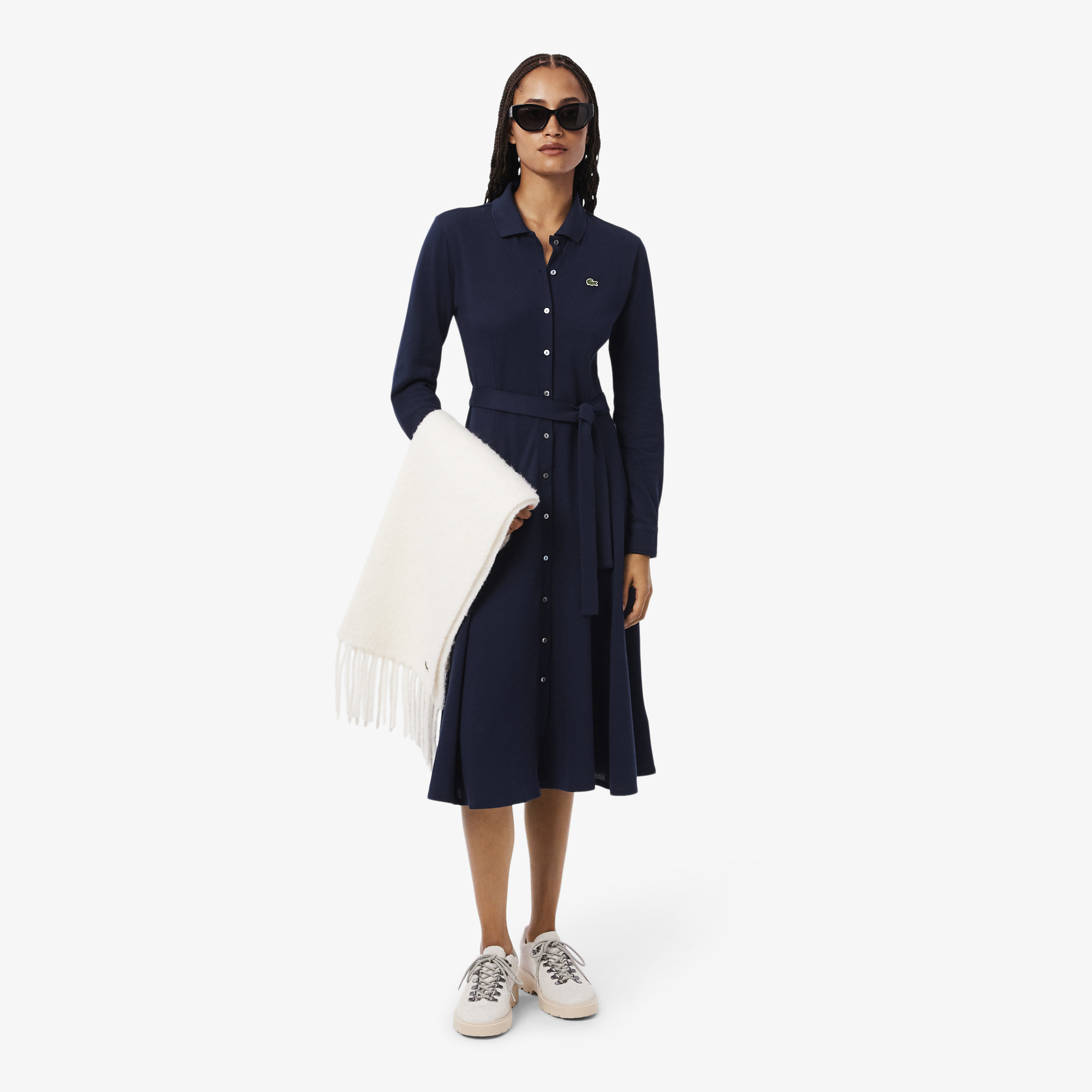 Robe col polo Petit Piqué ceinturée, LACOSTE
