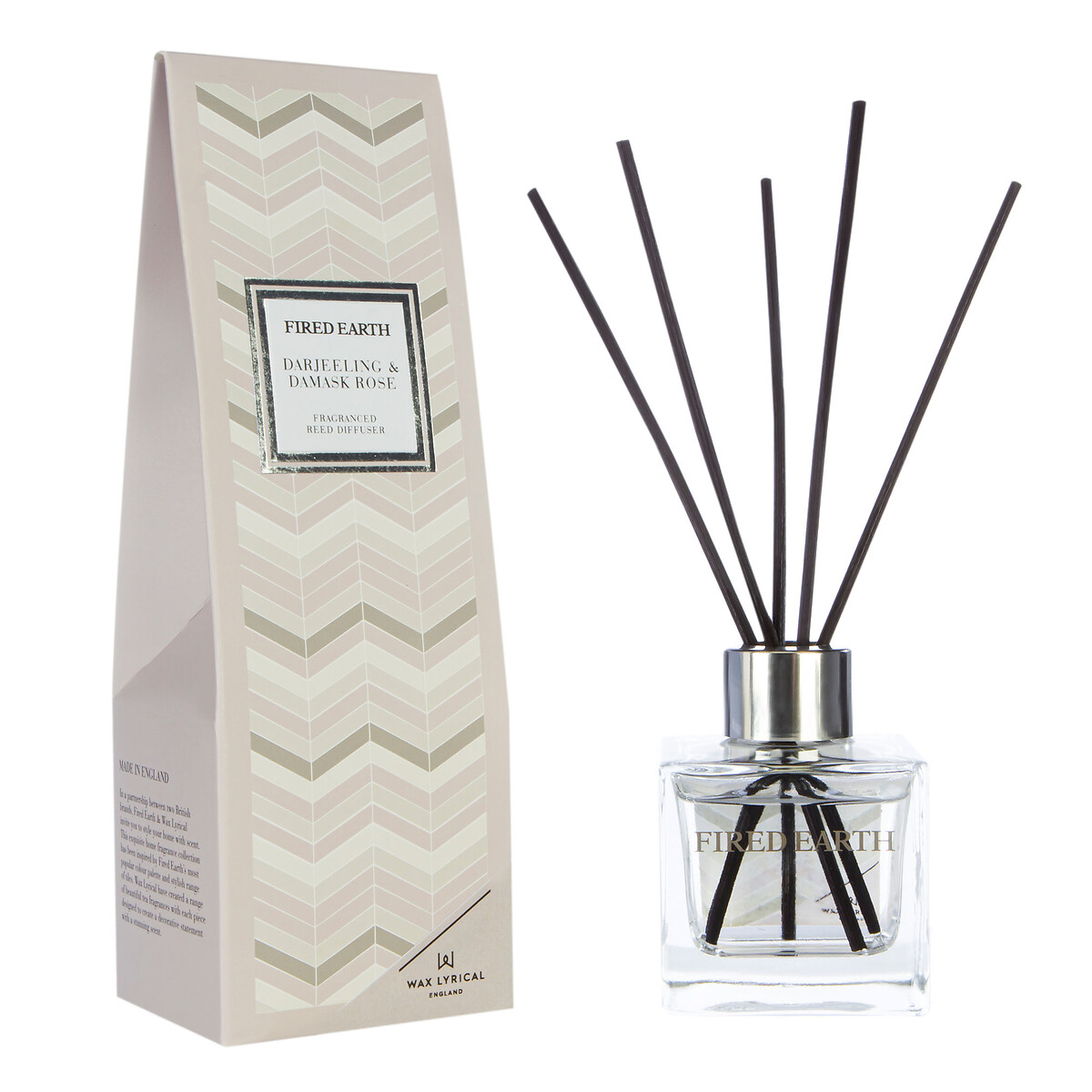 Fired Earth Reed Diffuser 100ml Darjeeling and Damask Rose, WAX LYRICAL
