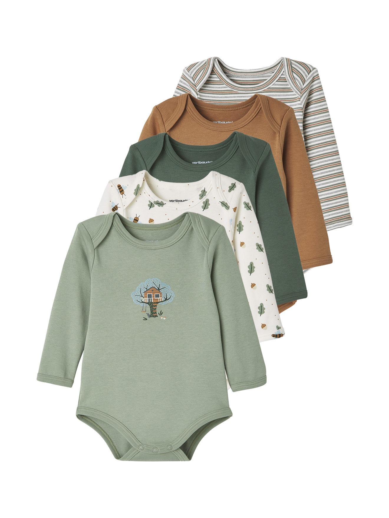 Lot de 5 bodies manches longues emmanchure US, VERTBAUDET