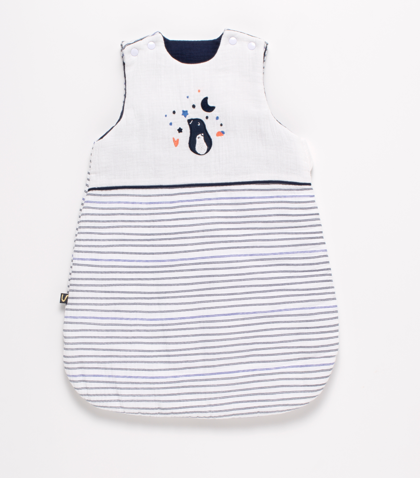 Gigoteuse bébé hiver naissance en double gaze de coton marinière, SAUTHON