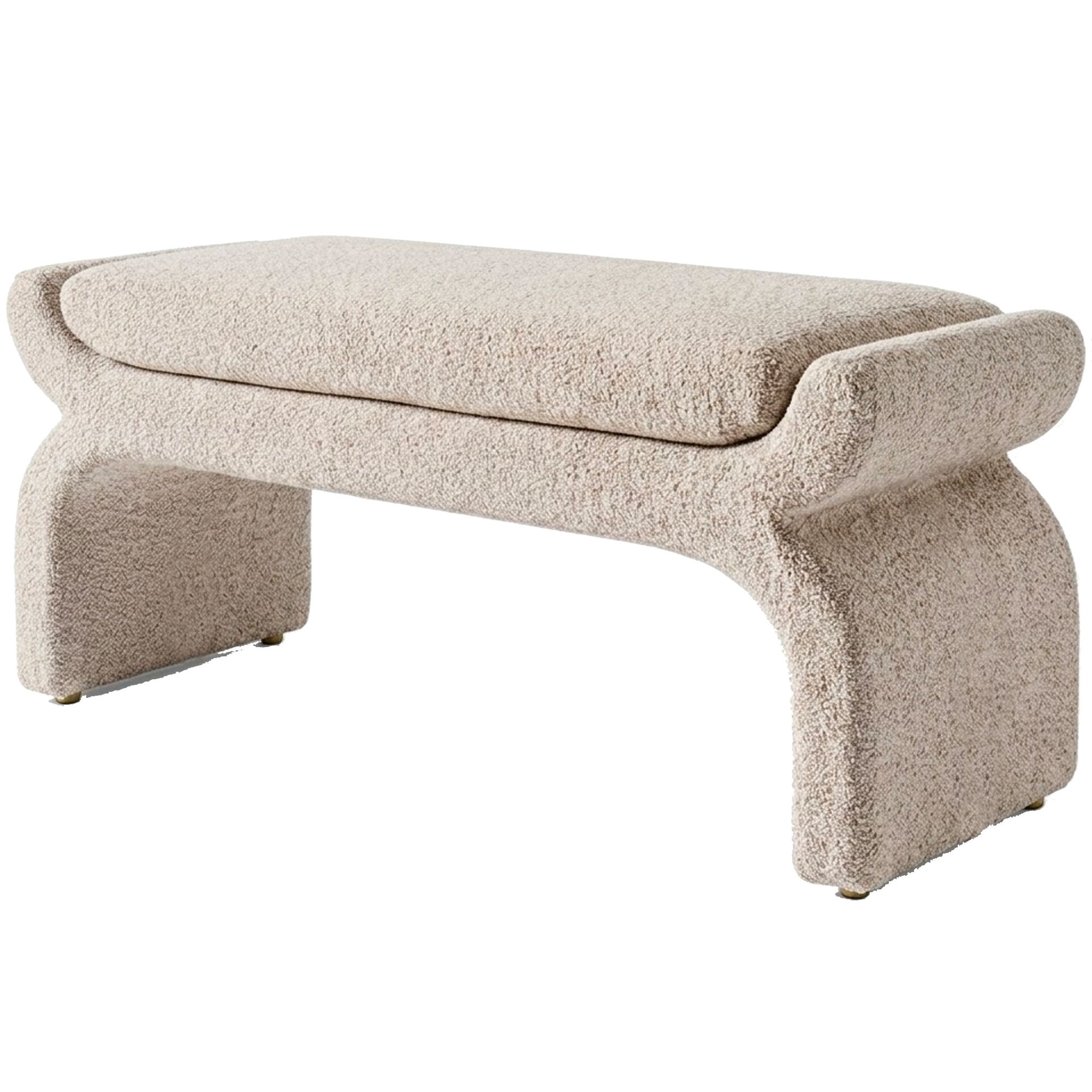Banquette bout de lit tissu beige 115x43x45cm, WADIGA