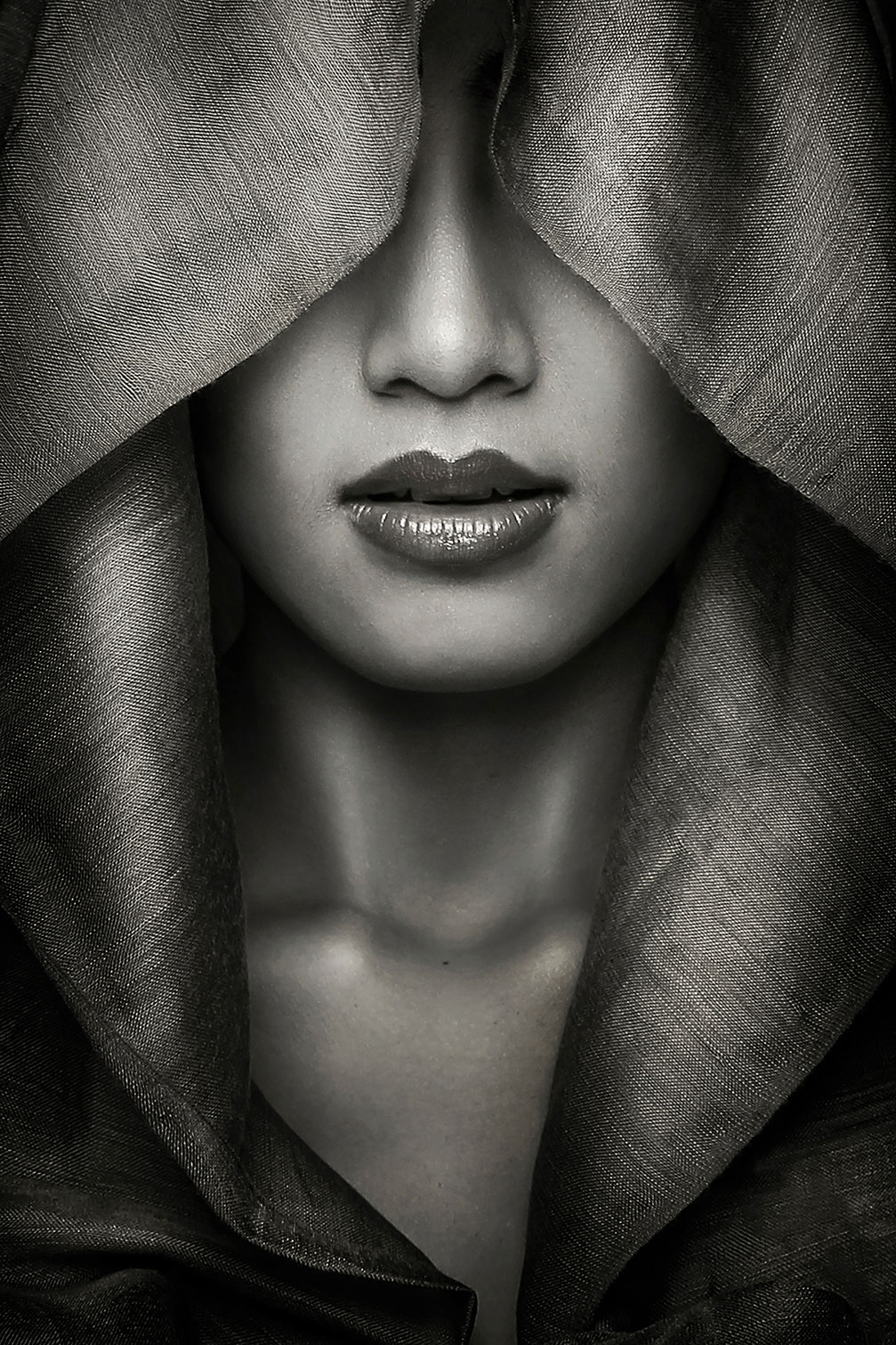 Tableau noir et blanc Portrait - Capuche, HEXOA