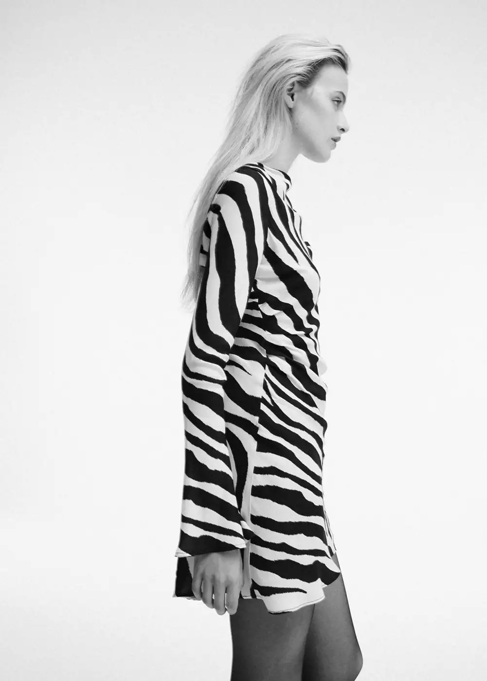 Robe zèbre manches évasées, MANGO