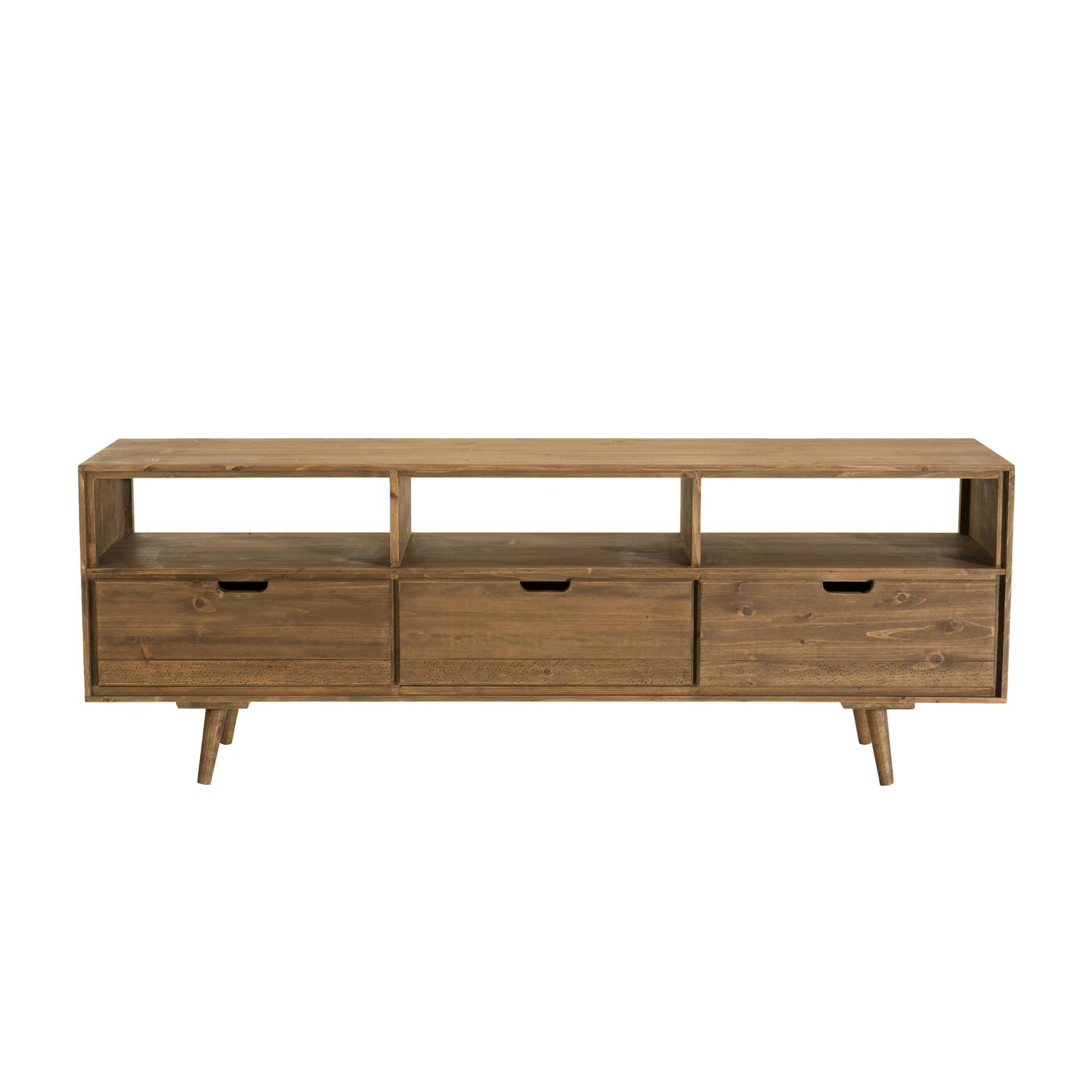 Meuble TV en bois de sapin 3 tiroirs style scandinave LIMA, PIER IMPORT