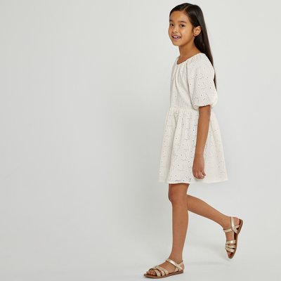 Embroidered Cotton Party Dress with Short Sleeves LA REDOUTE COLLECTIONS