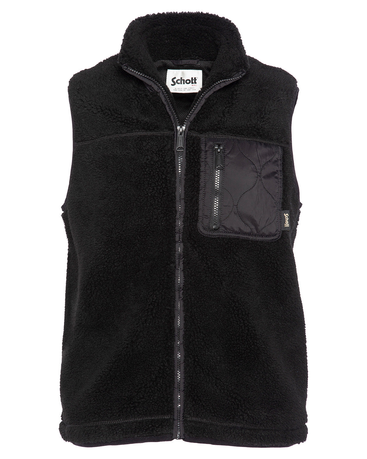 Sweatshirt zippé sans manche en sherpa, SCHOTT