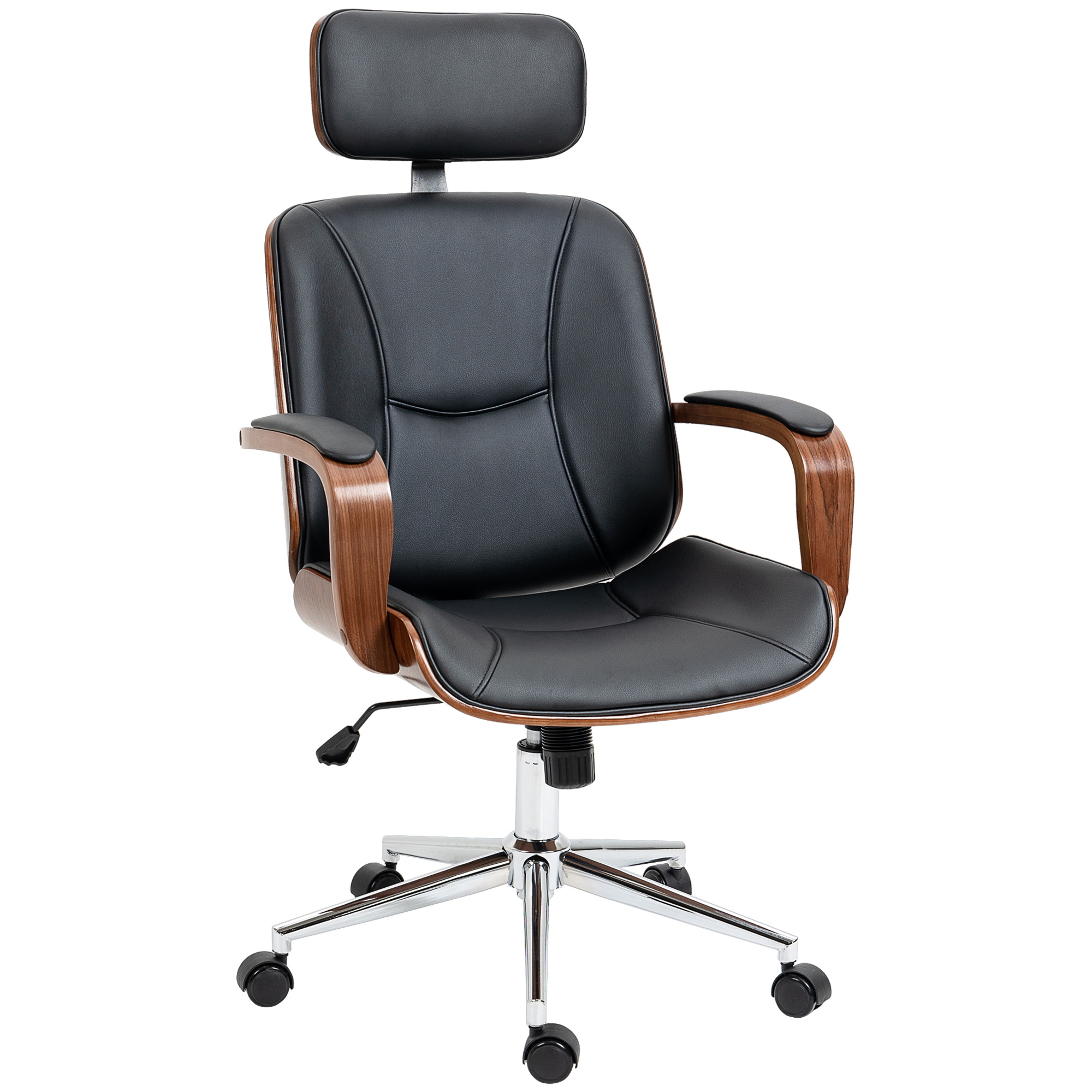 Chaise de bureau Polyuréthane Noir, HOMCOM